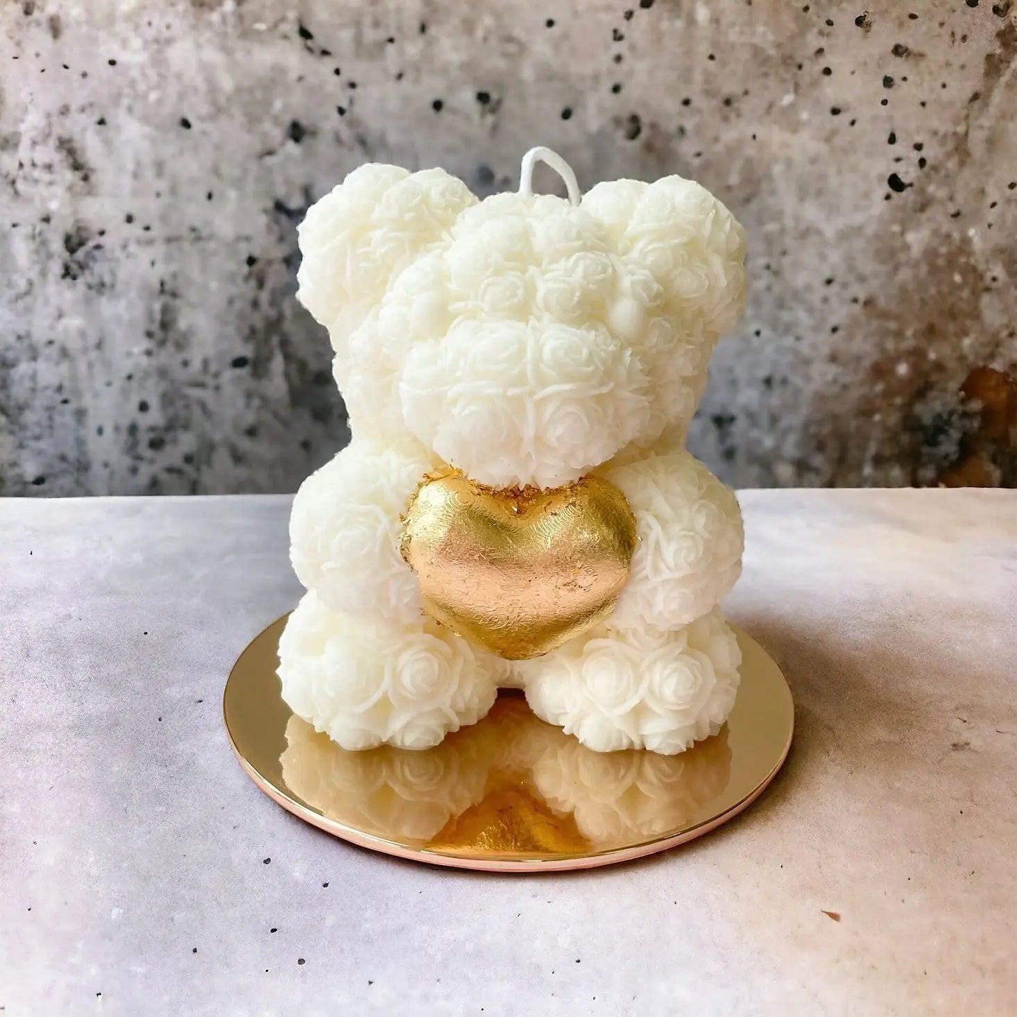 Luxury Gift Big Gold Rose Bear Candle OneStopCandles