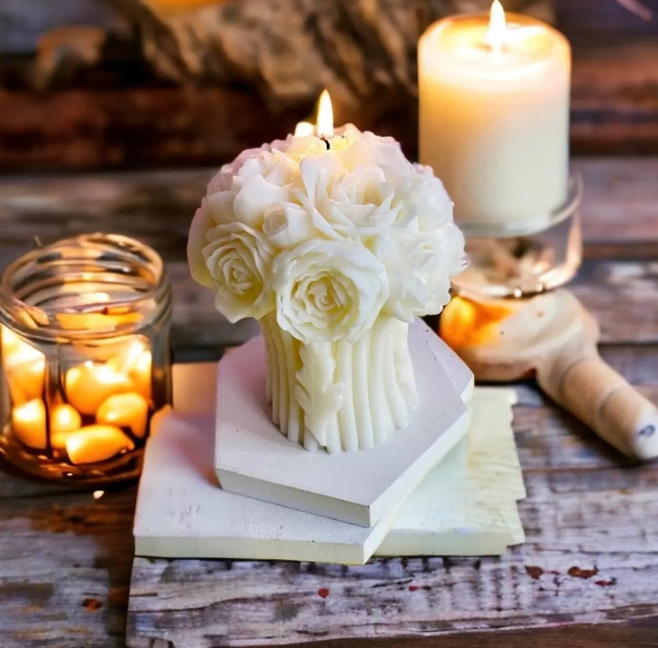 Bouquet of Peonies Candles white